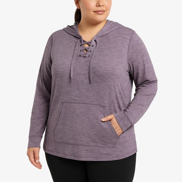 RBX Tops - RBX Purple Pullover Lace Up Long Sleeve Hoodie Womens Size 1X
